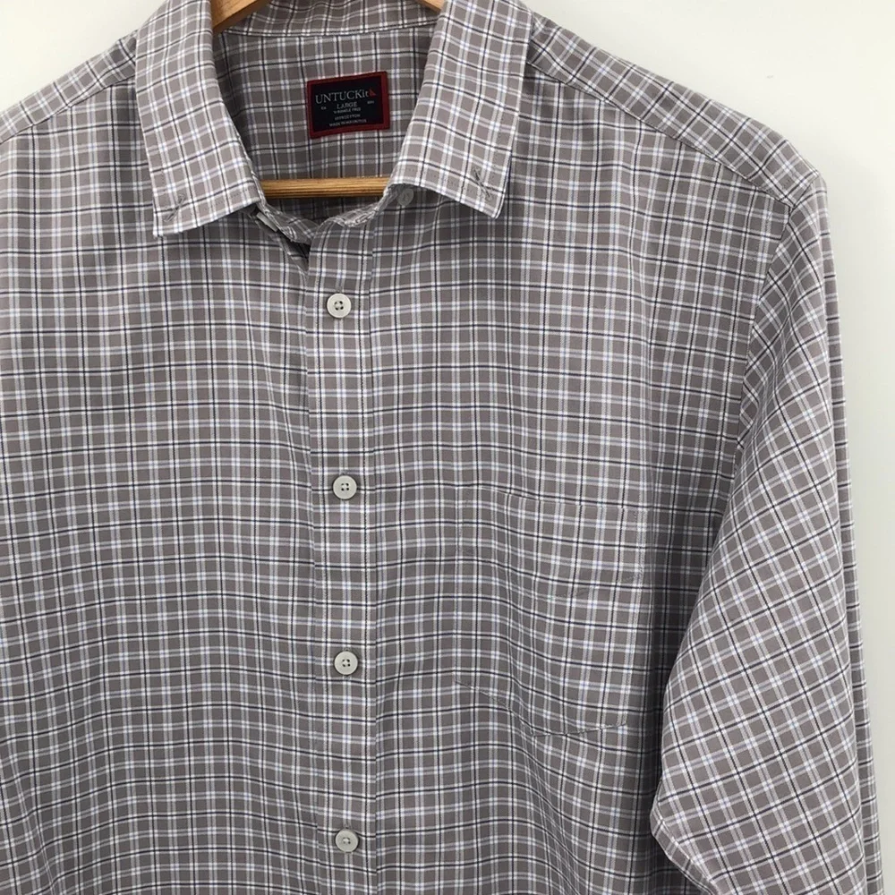 Untuckit Size L Long Sleeve Button Down Wrinkle Free 100% Cotton Maschitano
